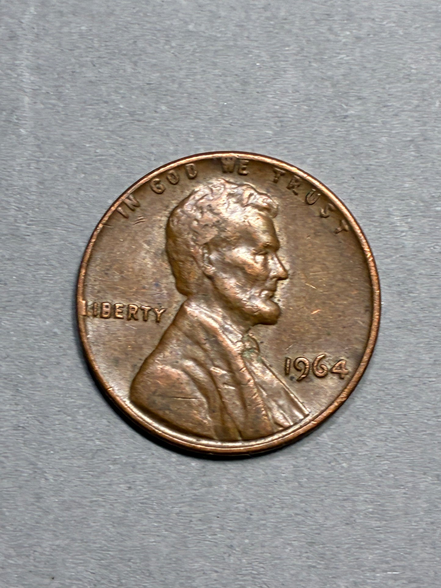 1964 PENNY NO MINT MARK "L" ON RIM ERROR 95% COPPER CIRCULATED