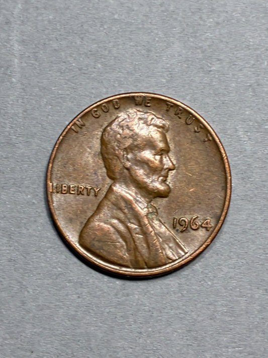 1964 PENNY NO MINT MARK "L" ON RIM ERROR 95% COPPER CIRCULATED