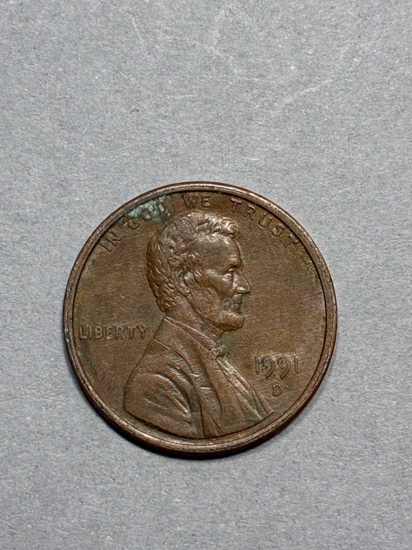 1991 D PENNY DOUBLE RIM CIRCULATED (PNC 0118)