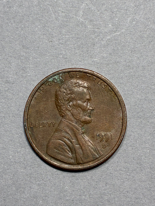 1991 D PENNY DOUBLE RIM CIRCULATED (PNC 0118)