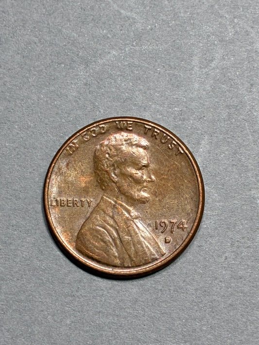 1974 D PENNY FILLED D 95% COPPER BROWN CIRCULATED (PNC 0126)