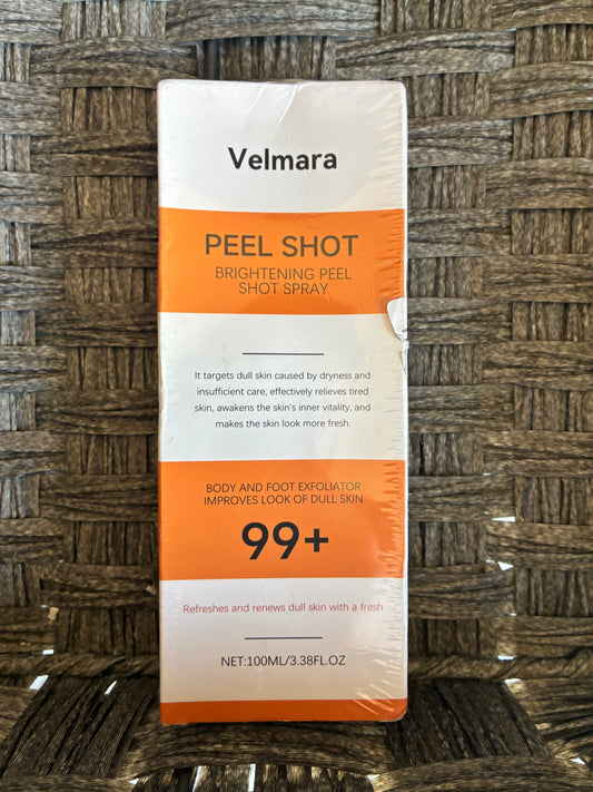 VELMARA PEEL SHOT BRIGHTENING PEEL SPRAY BODY FOOT EXFOLIATOR DULL SKIN 100ML