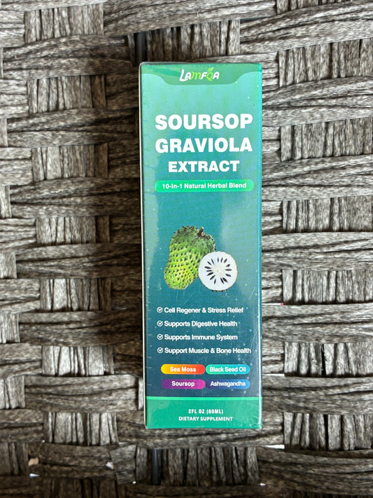 SOURSOP GRAVIOLA EXTRACT 2FL OZ 10-IN-1 NATURAL HERBAL BLEND DIGESTIVE HEALTH