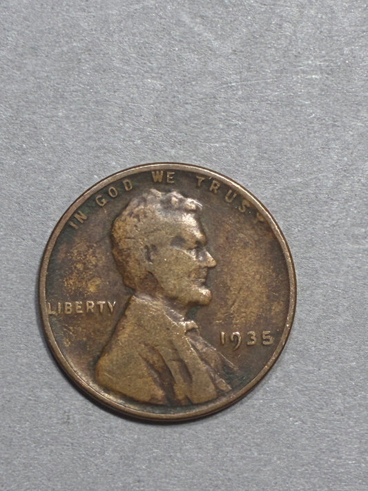 1935 WHEAT PENNY NO MINT MARK 95% COPPER WIDE RIM CIRCULATED - GOOD (LN0006)