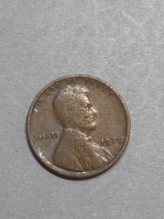 1929 WHEAT PENNY NO MINT MARK 95% COPPER WIDE RIM CIRCULATED - FAIR (LN0008)