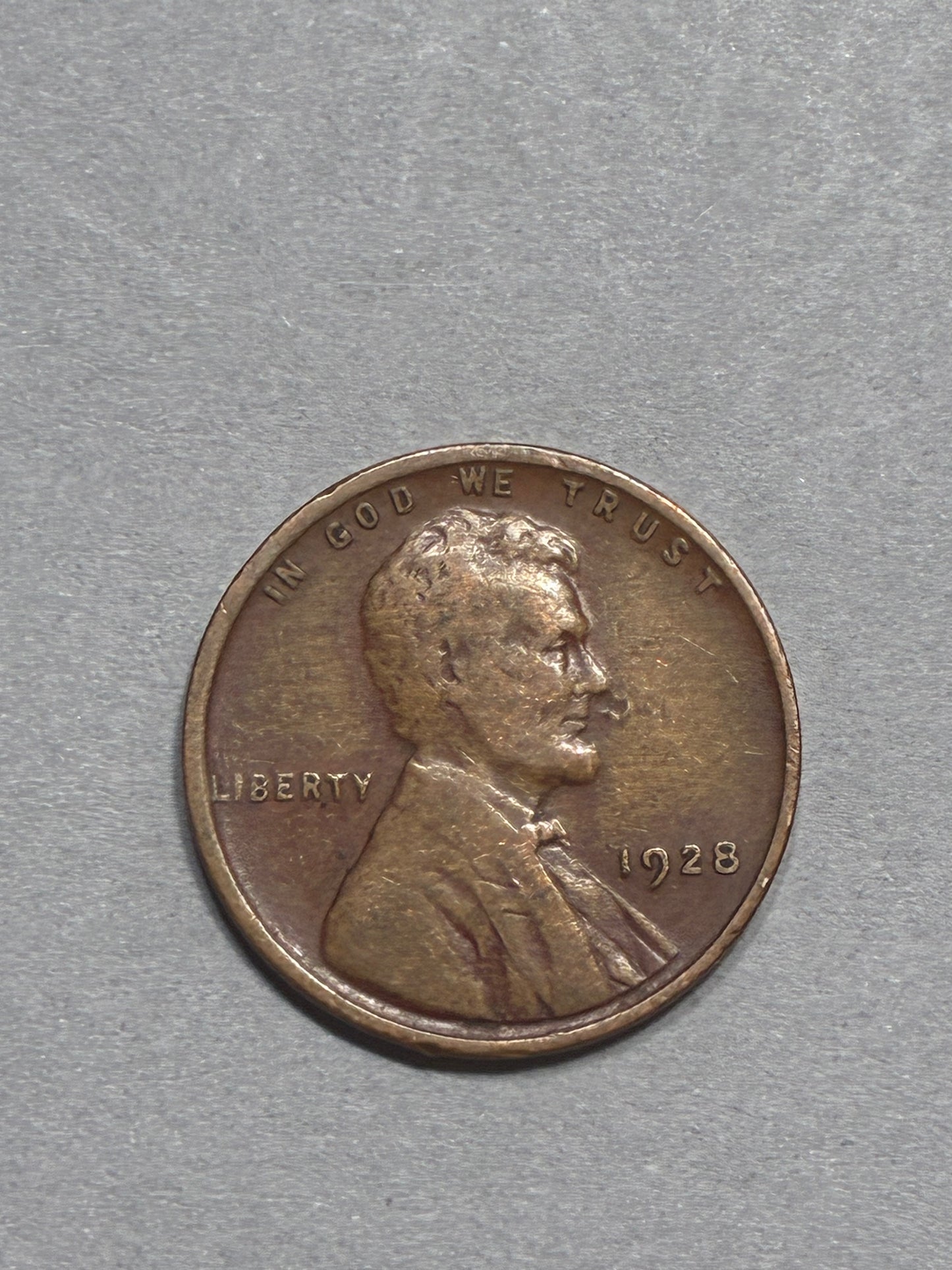 1928 WHEAT PENNY NO MINT MARK 95% COPPER OFF CENTER CIRCULATED - GOOD (LN0009)