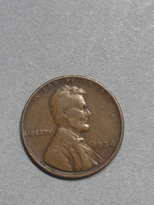 1938 WHEAT PENNY NO MINT MARK 95% COPPER CIRCULATED - GOOD (LN0015)