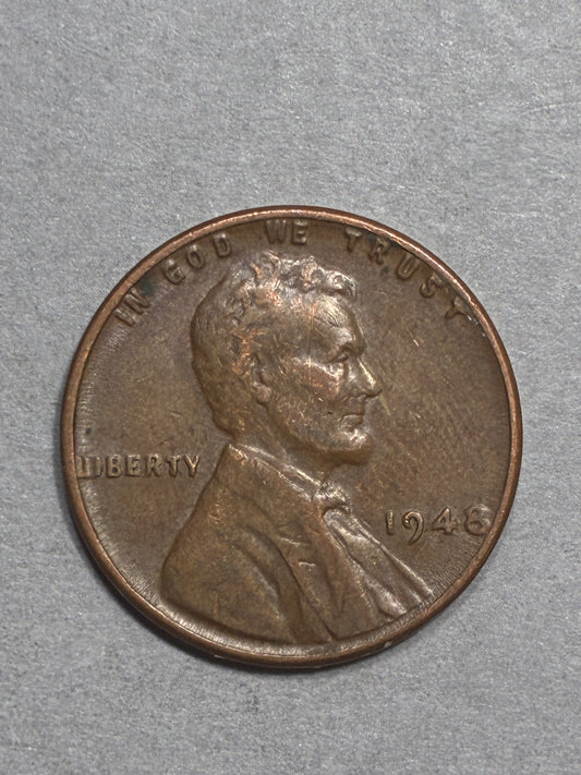 1948 PENNY NO MINT MARK DOUBLE STRIKE 95% COPPER - CIRCULATED (LN0032)