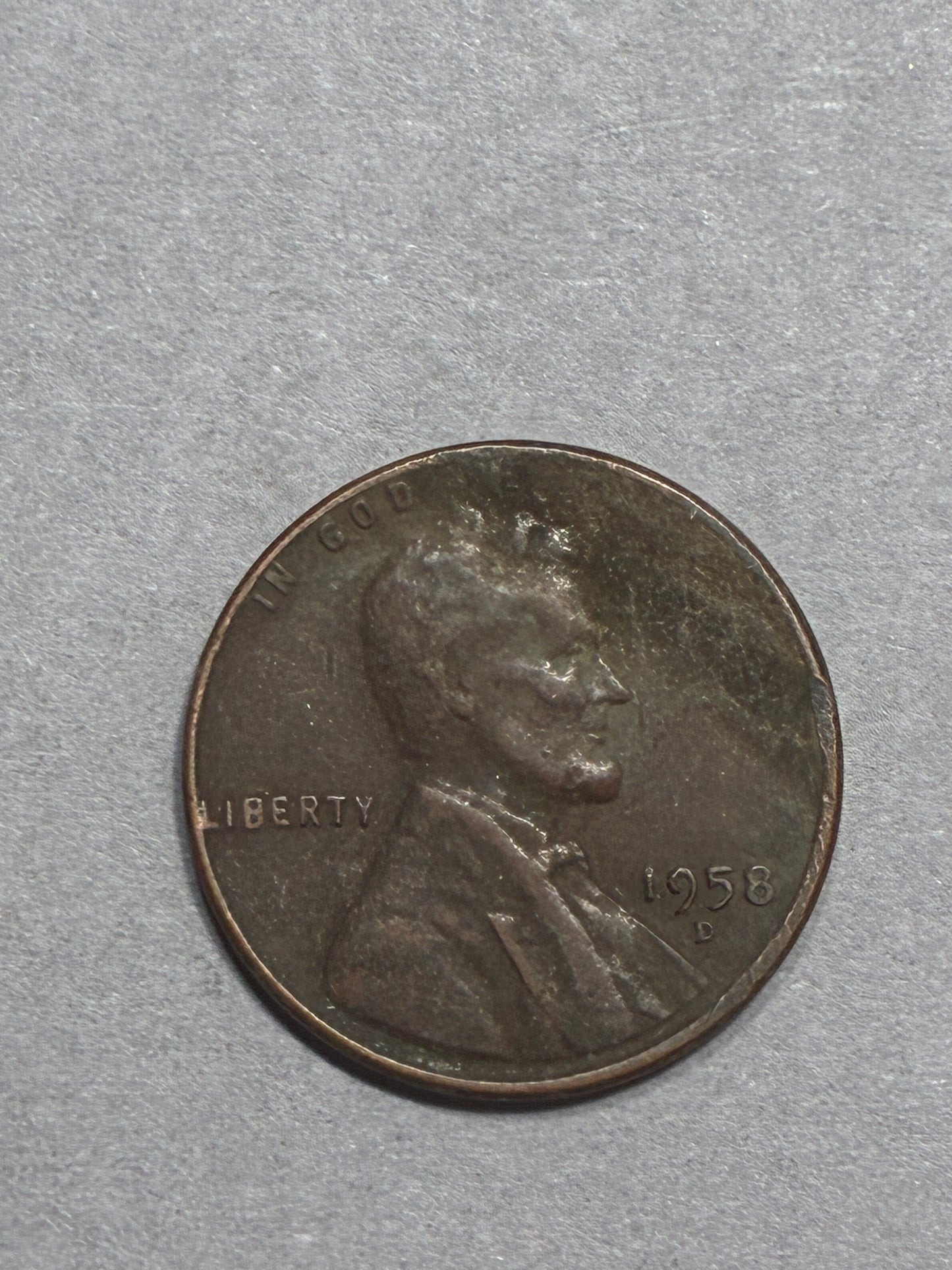 1958 D PENNY OFF CENTER "L" ON RIM 95% COPPER - CIRCULATED (LN0034)