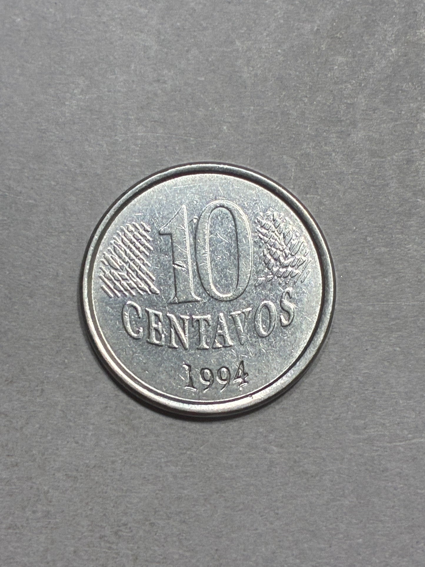 1994 10 CENTAVOS BRASIL WIDE RIM DIE CRACK REVERSE - CIRCULATED (LN0041)