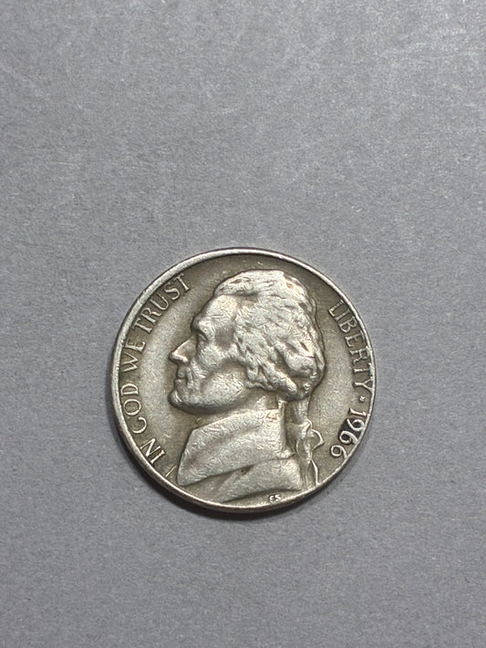 1966 NICKEL NO MINT MARK OFF CENTER - CIRCULATED (LN0022)