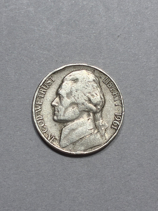 1961 D NICKEL WIDE RIM - CIRCULATED (LN0024)