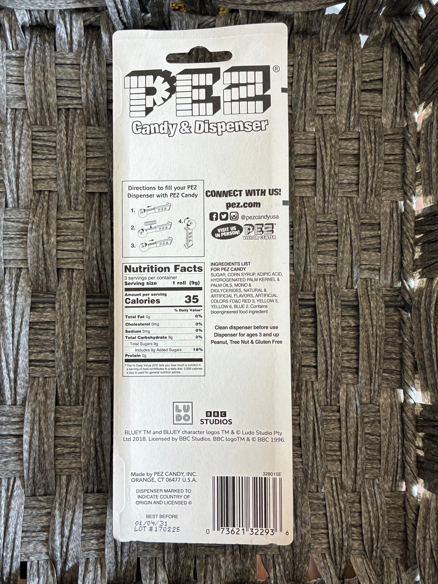 BLUEY EASTER THEMED PEZ DISPENSER - EXP. JAN 2031 - CHERRY, ORANGE, RASPBERRY
