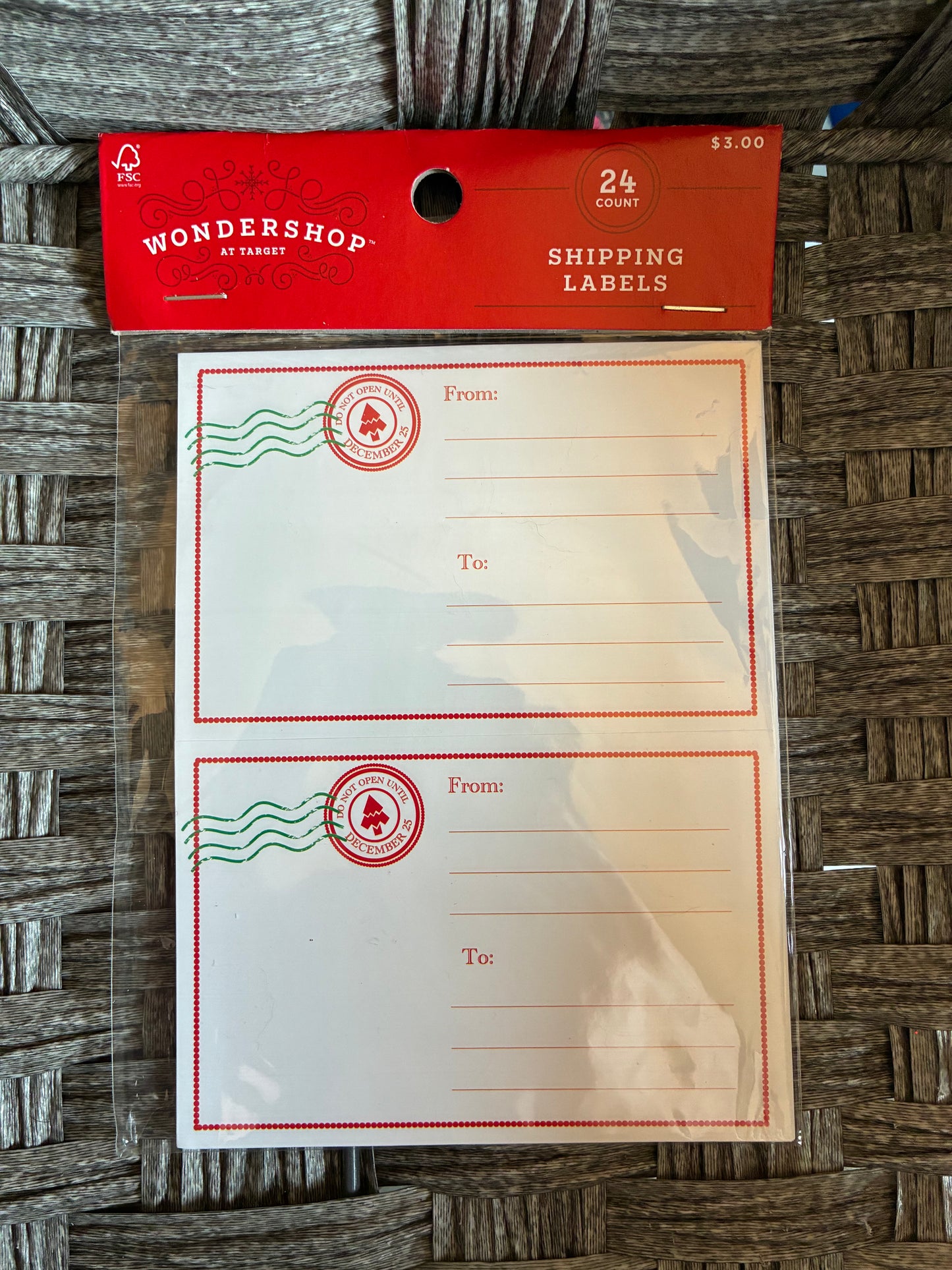 WONDERSHOP AT TARGET 24CT SHIPPING LABELS