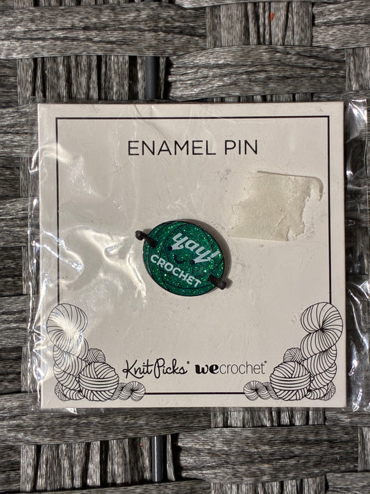 KNIT PICKS WE CROCHET ENAMEL PIN - YAY CROCHET