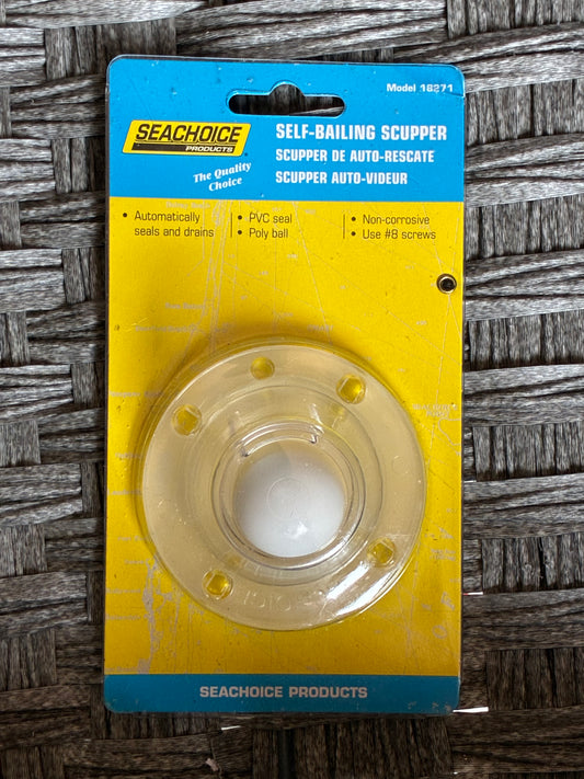 SEACHOICE SELF-BAILING SCUPPER MODEL #18271 PVC SEAL POLY BALL NON-CORROSIVE