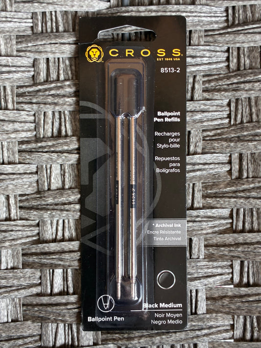 CROSS BALLPOINT PEN REFILLS BLACK MEDIUM ARCHIVAL INK 8513-2 2PCS