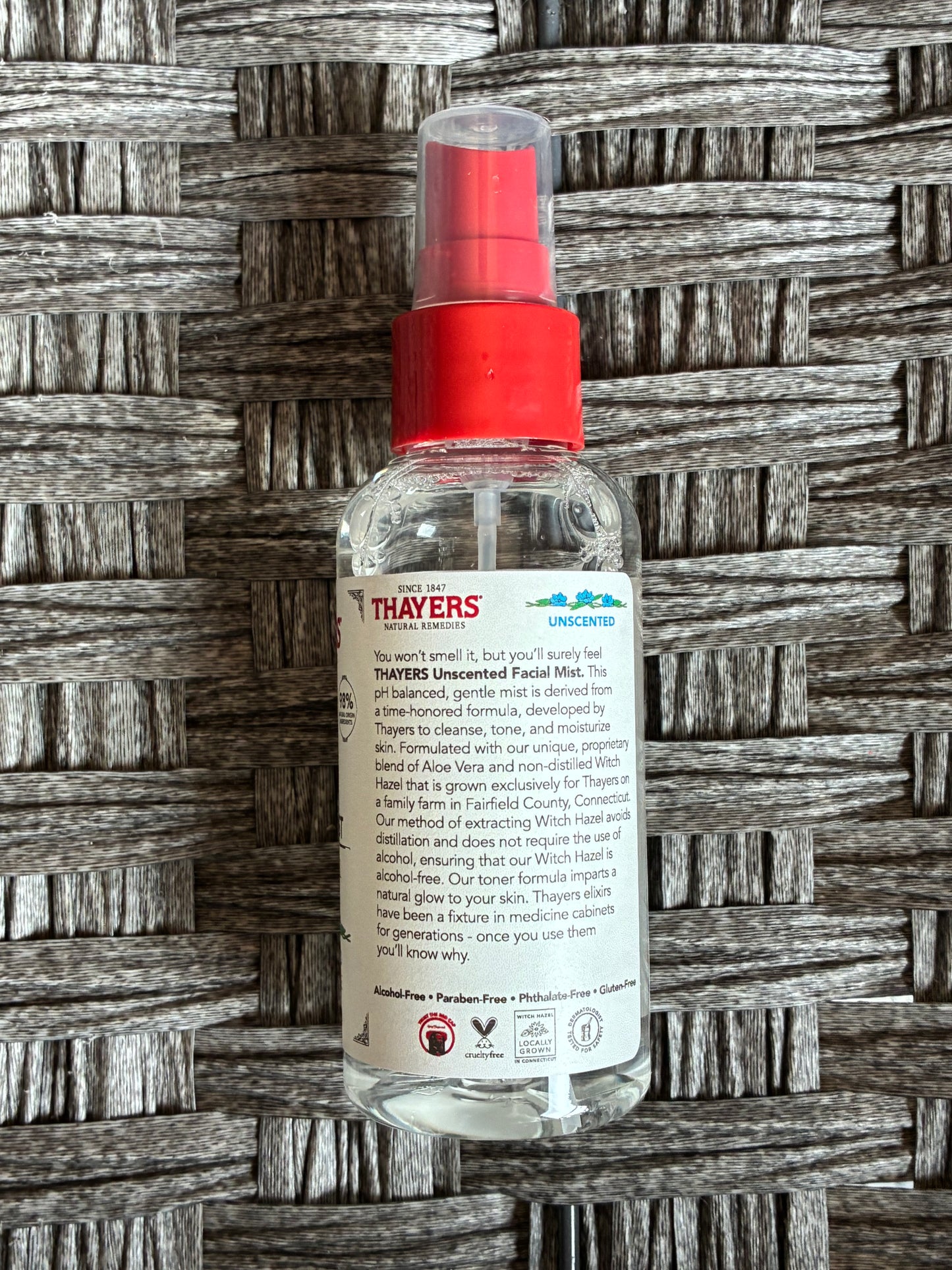 THAYERS FACIAL MIST WITCH HAZEL ALOE VERA FORMULA UNSCENTED ALCOHOL-FREE 4FL OZ
