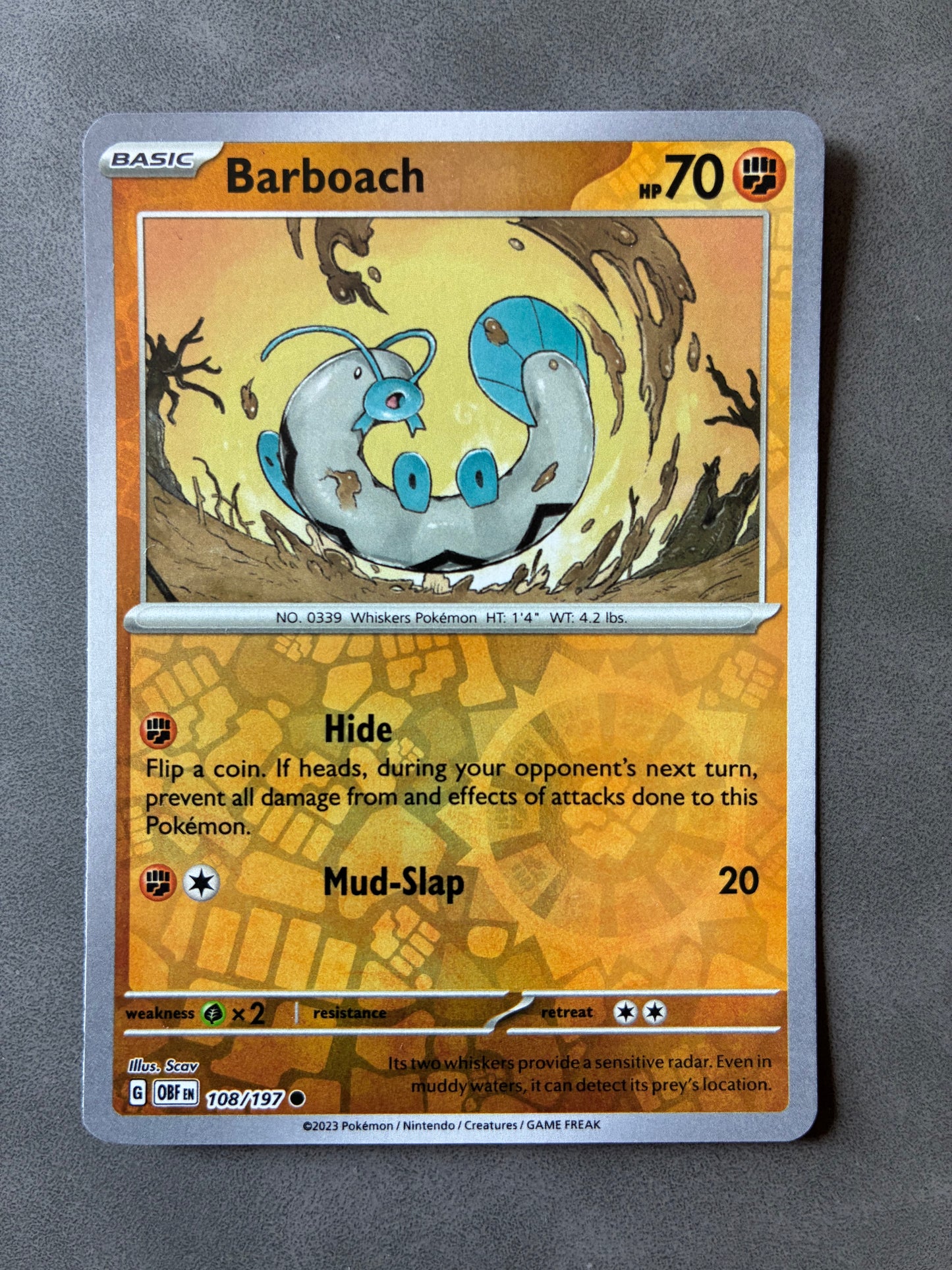 2023 POKEMON TCG OBF - BARBOACH 108/197 (REVERSE HOLO)