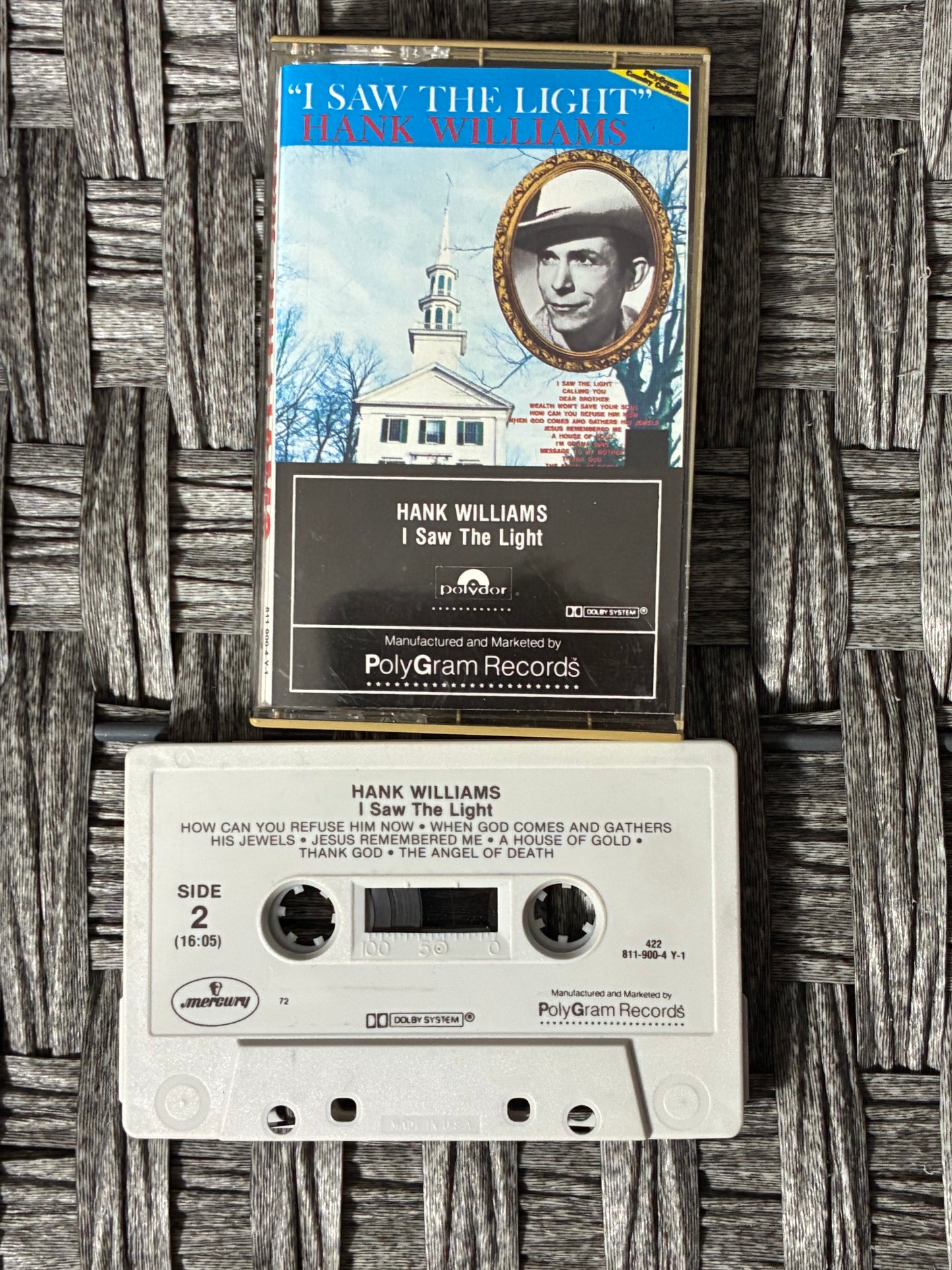 LOT OF 3 CASSETTES HANK WILLIAMS VOL. 1 & 2, I SAW THE LIGHT - PRE OWNED GOOD
