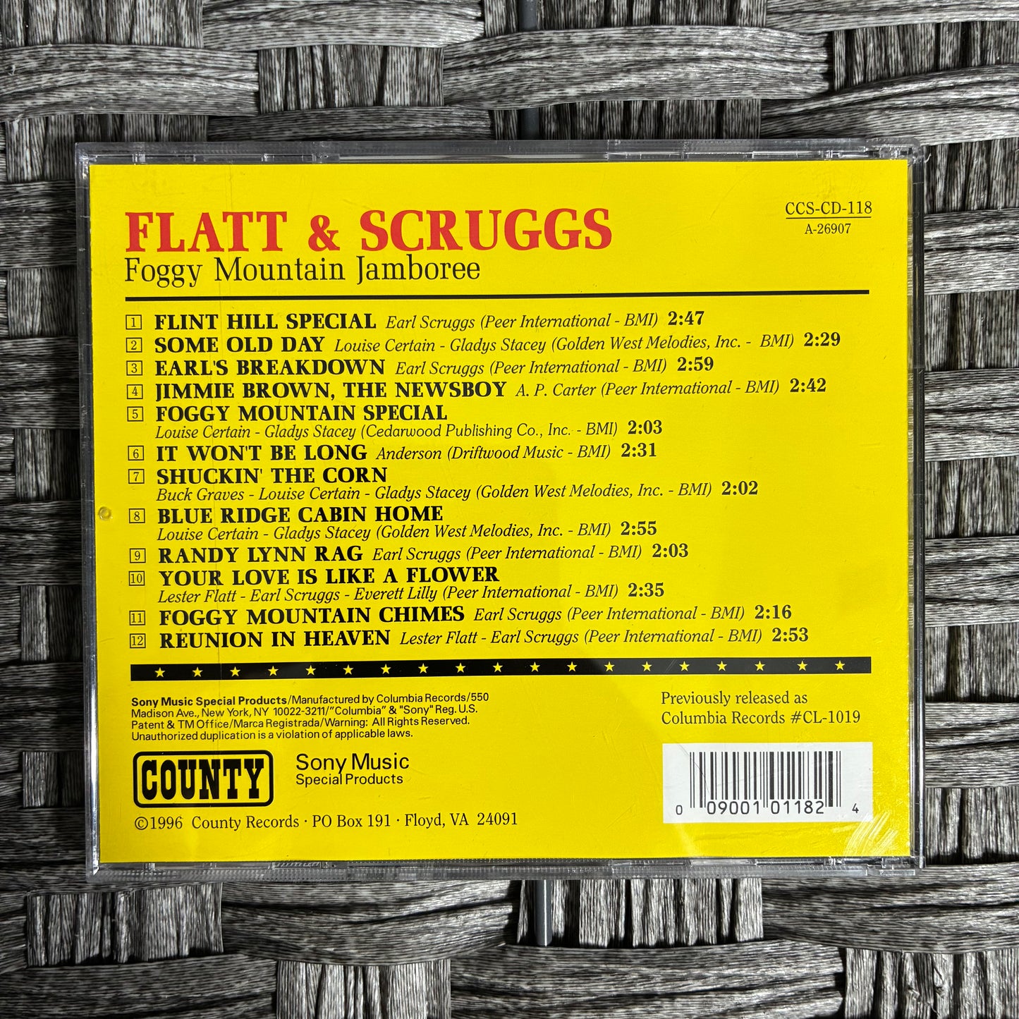 LESTER FLATT & EARL SCRUGGS FOOGY MOUNTAIN JAMBOREE CD (1996) - PRE OWNED