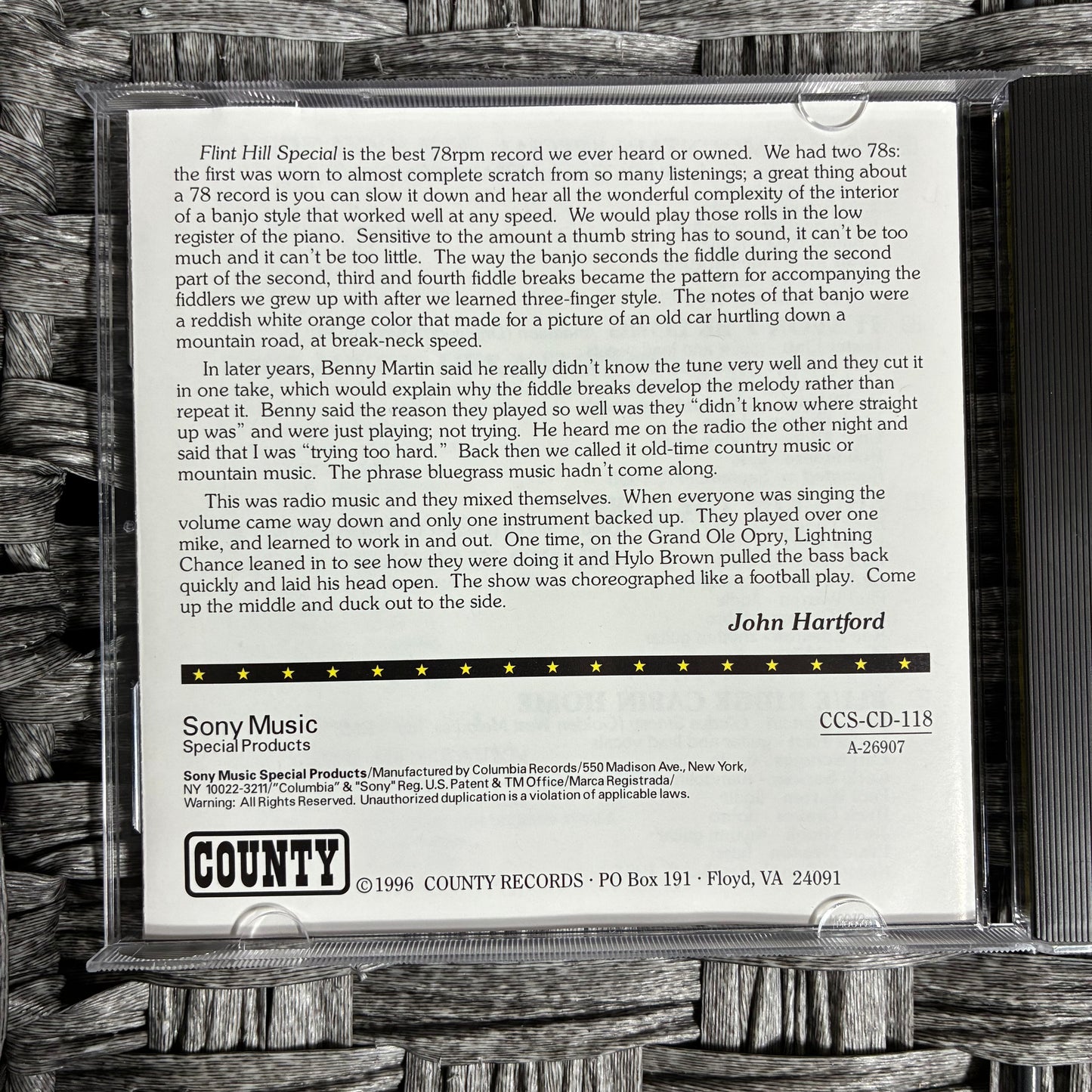 LESTER FLATT & EARL SCRUGGS FOOGY MOUNTAIN JAMBOREE CD (1996) - PRE OWNED