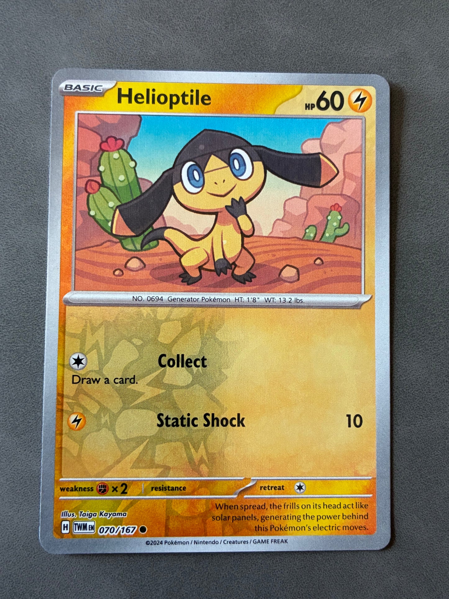 2024 POKEMON TCG TWM - HELIOPTILE 070/167 (REVERSE HOLO)
