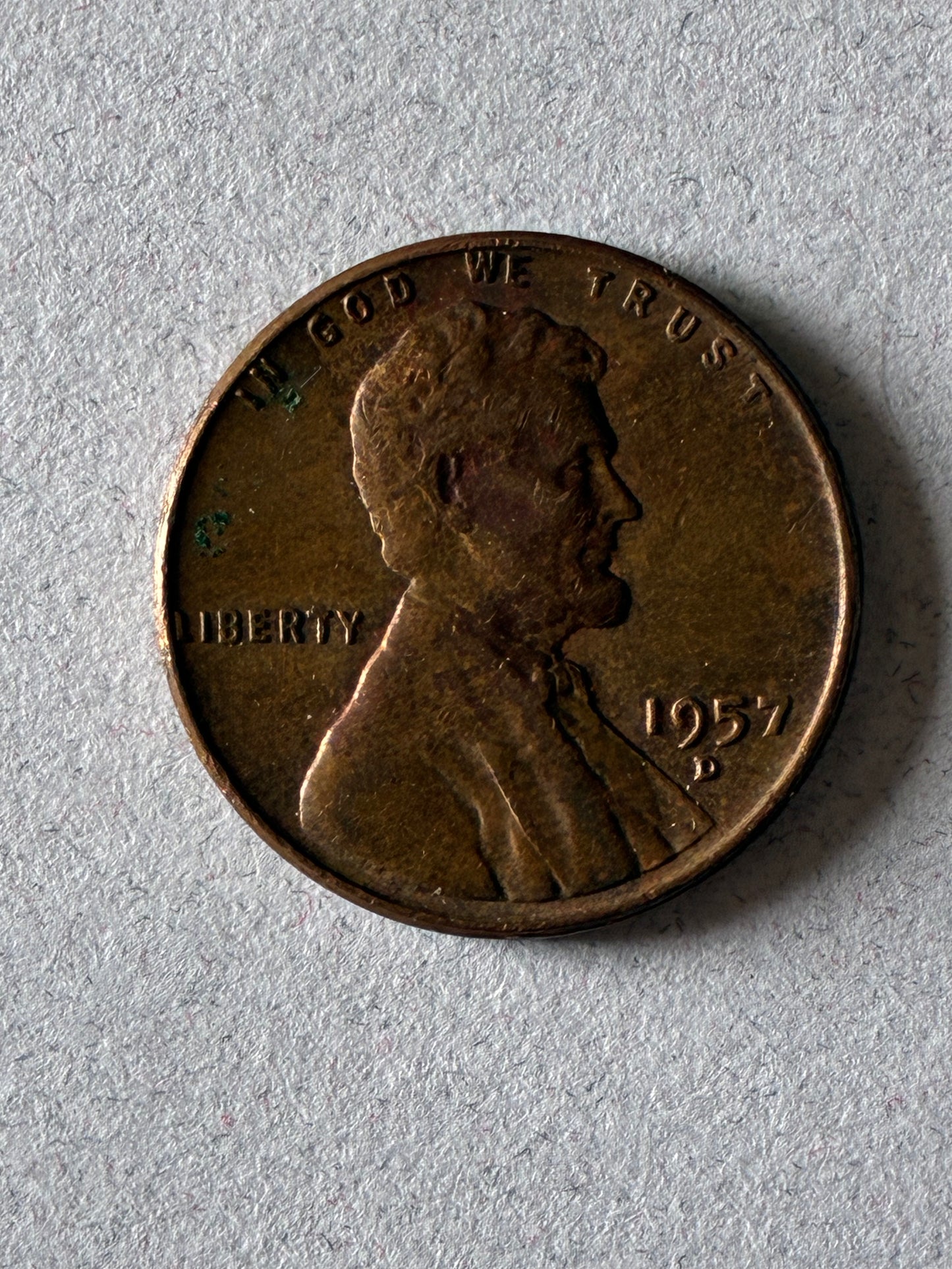 1957 D WHEAT PENNY 95% COPPER CIRCULATED (LN900)