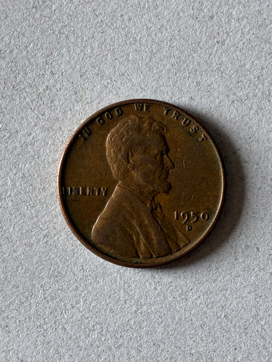 1950 D WHEAT PENNY 95% COPPER CIRCULATED (LN902)