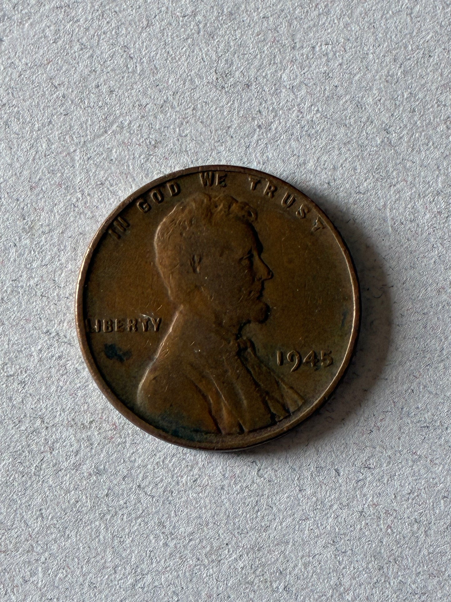 1945 WHEAT PENNY NO MINT MARK "L" ON RIM 95% COPPER WW2 ERA CIRCULATED (LN906)