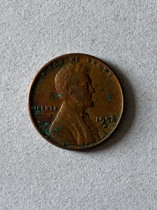 1952 D WHEAT PENNY 95% COPPER OXIDIZED PETINA CIRCULATED (LN907)