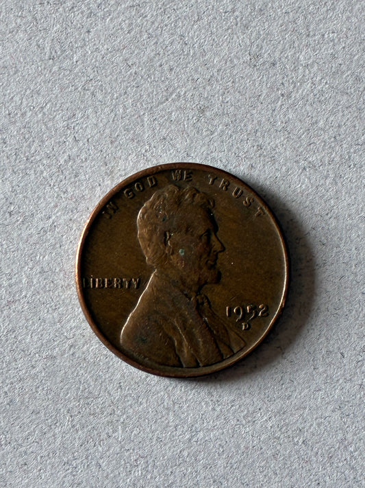 1952 D WHEAT PENNY 95% COPPER CIRCULATED (LN908)