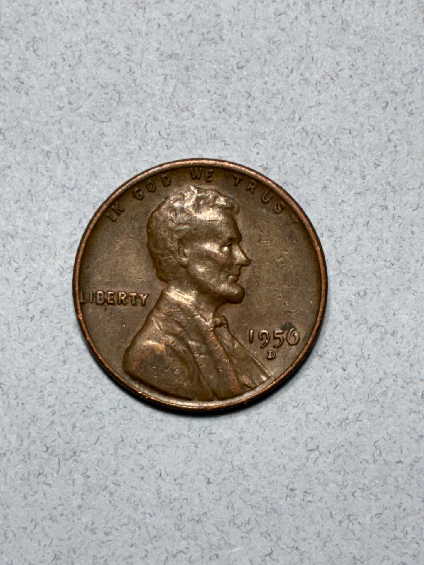 1956 D WHEAT PENNY WIDE RIM "L" ON RIM 95% COPPER CIRCULATED (LN909)