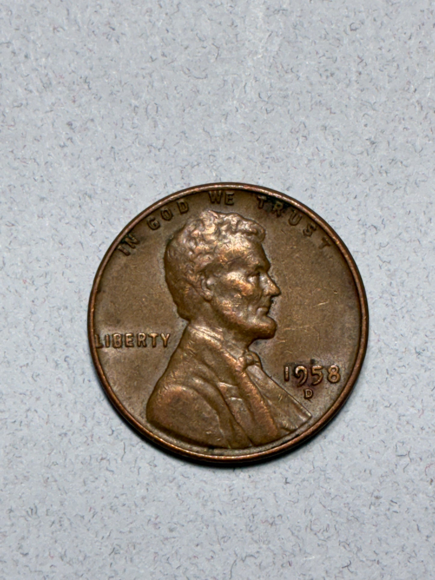 1958 D PENNY "L" ON RIM 95% COPPER CIRCULATED (LN912)