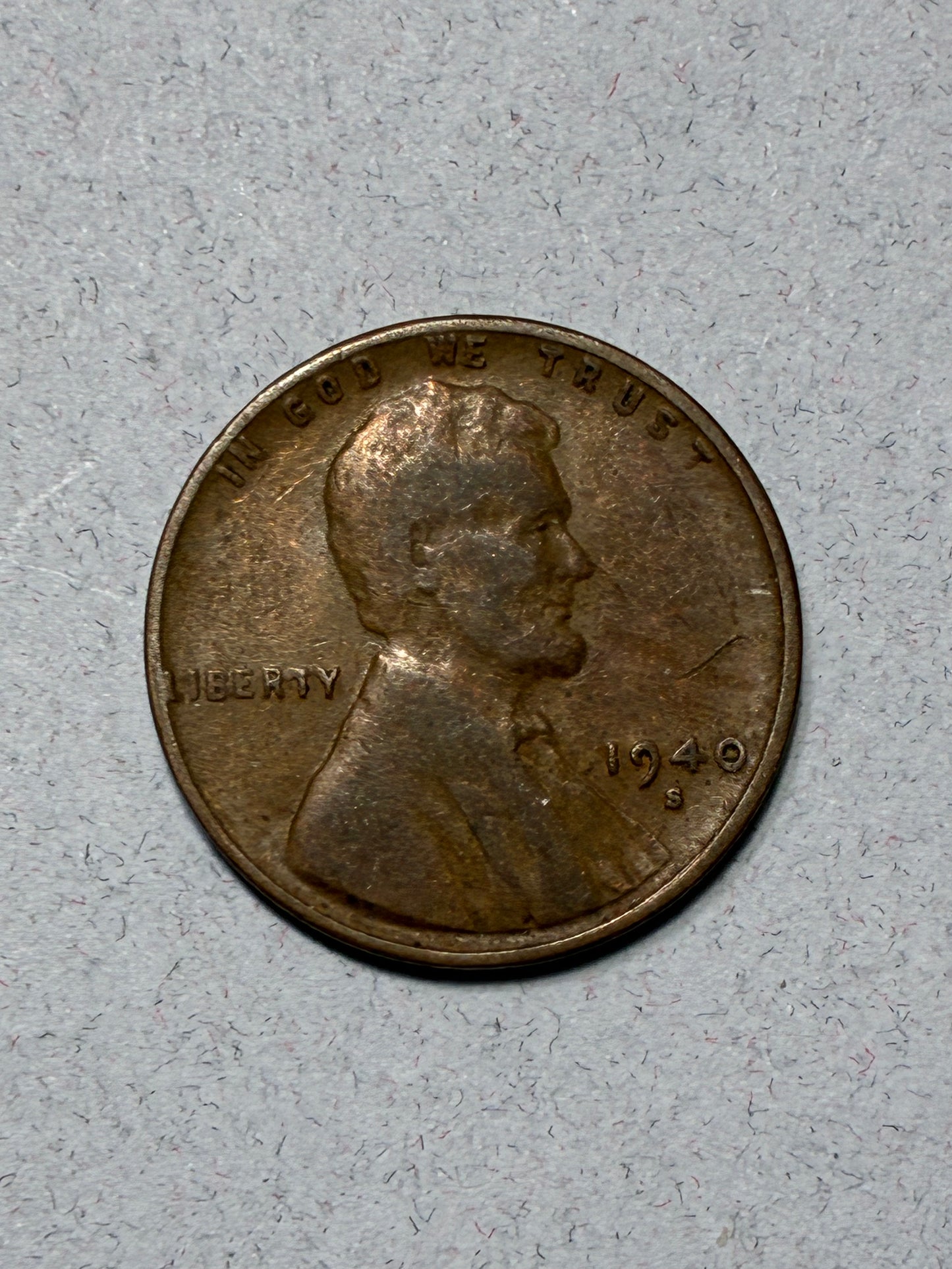 1940 S WHEAT PENNY - "L" ON RIM - 95% COPPER - CIRCULATED (LN1605)