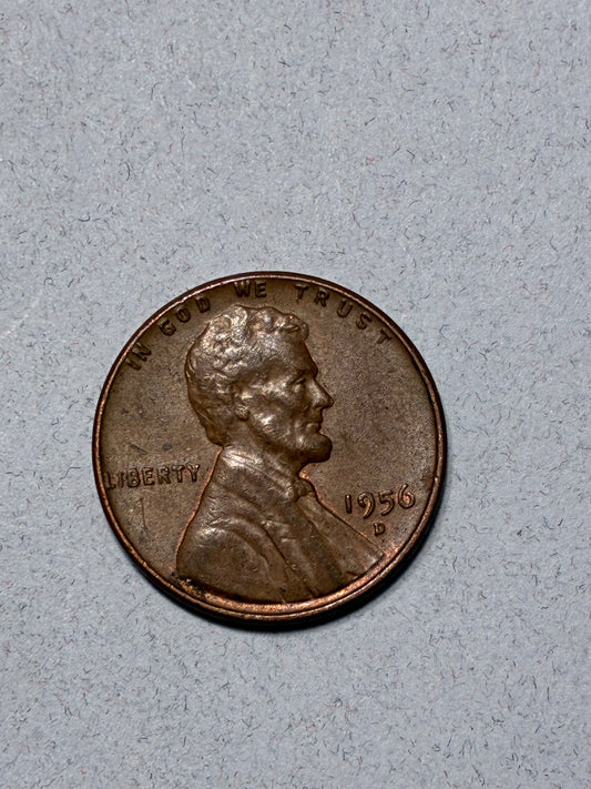 1956 D WHEAT PENNY - 95% COPPER - CIRCULATED (LN1615)