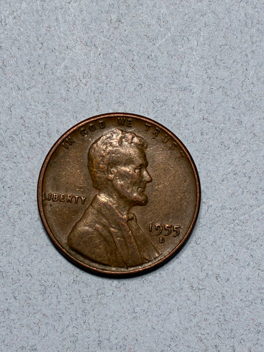 1955 D WHEAT PENNY - 95% COPPER - CIRCULATED (LN1618)