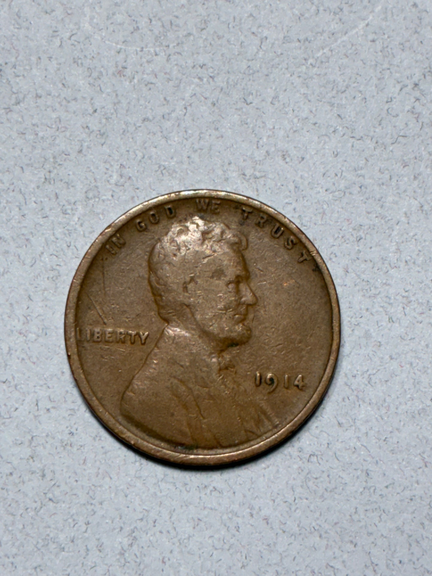1914 WHEAT PENNY NO MINT MARK - 95% COPPER WIDE RIM - CIRCULATED (LN1621)