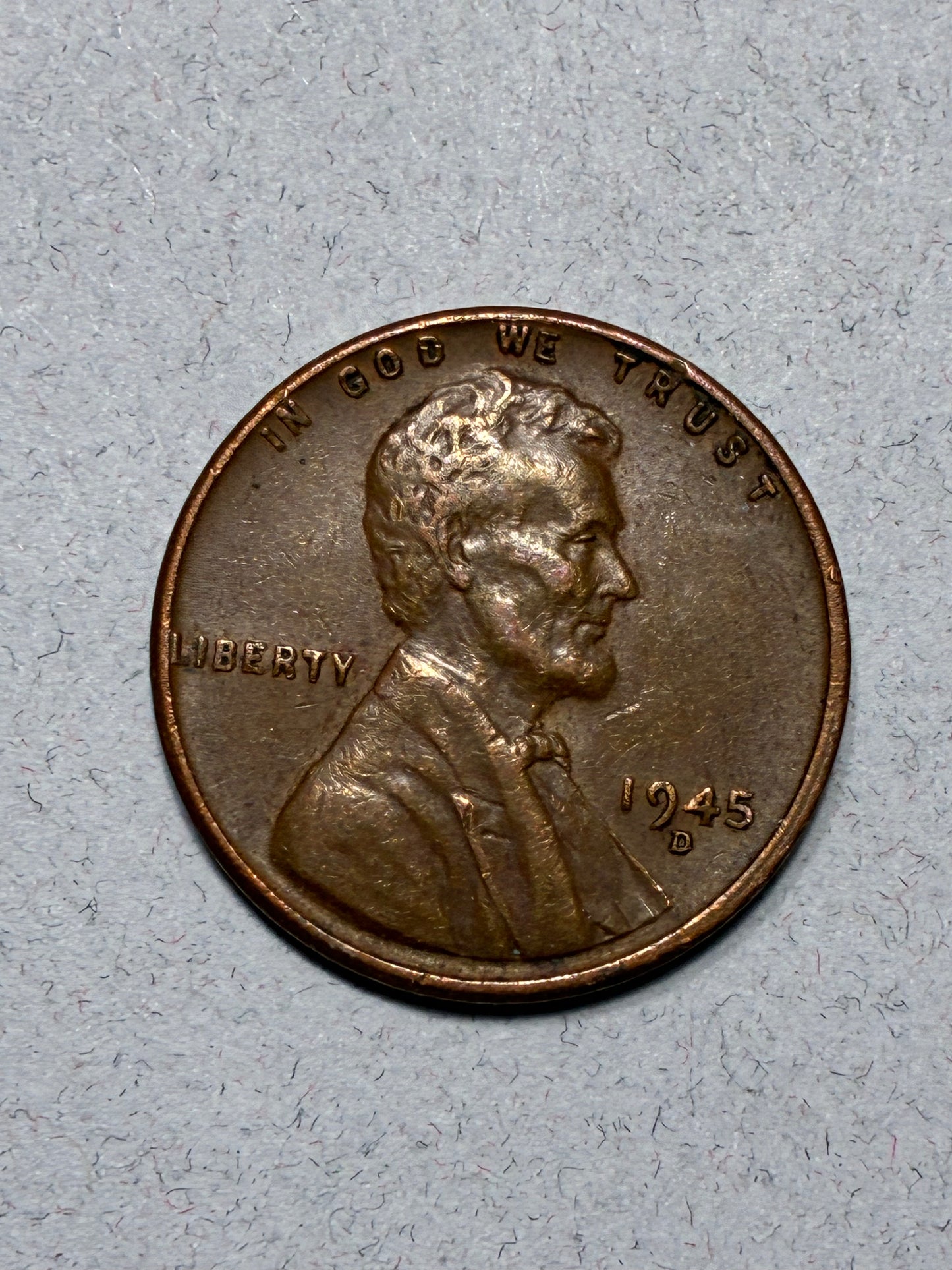 1945 D WHEAT PENNY - 95% COPPER - CIRCULATED (LN1623)