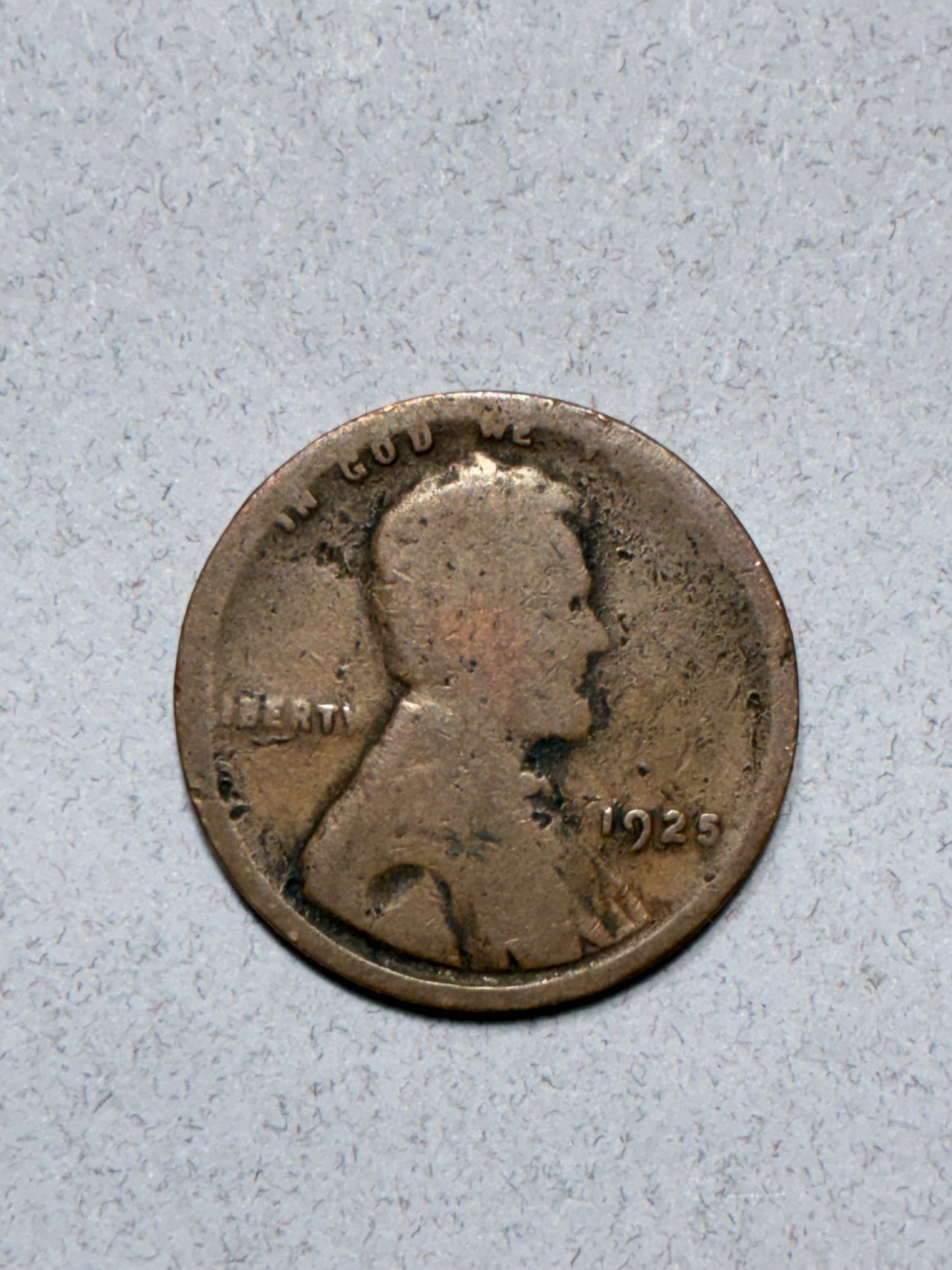 1925 WHEAT PENNY NO MINT MARK - COOL WEAR/FLAT - CIRCULATED (LN1624)