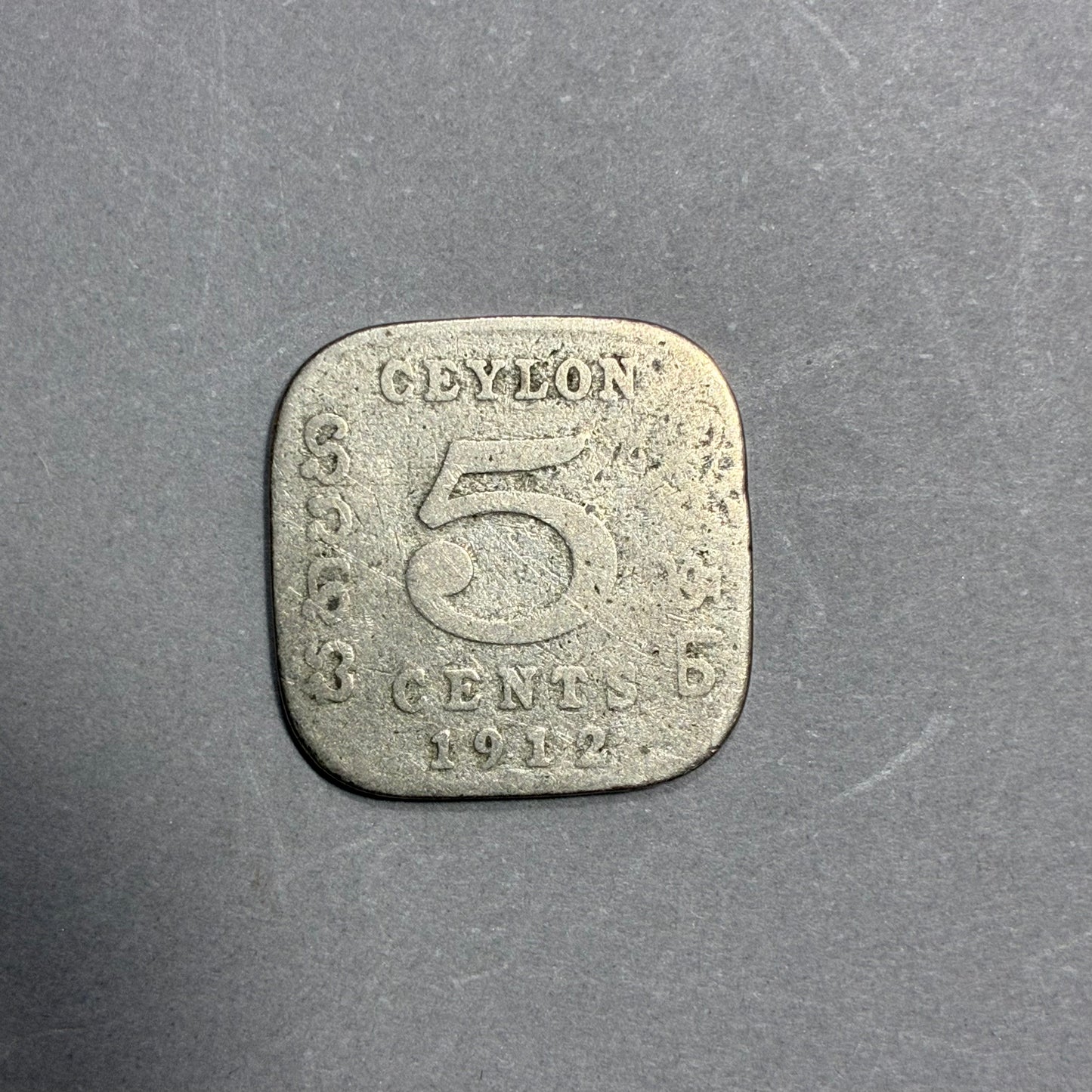 1912 CEYLON 5 CENTS