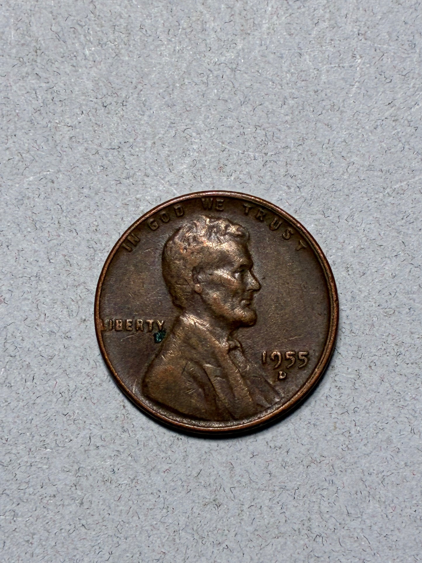 1955 D WHEAT PENNY - DOUBLED RIM OFF CENTER "L" ON RIM 95% COPPER - CIRCULATED