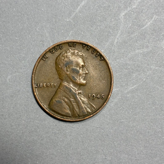 1945 WHEAT PENNY NO MINT MARK