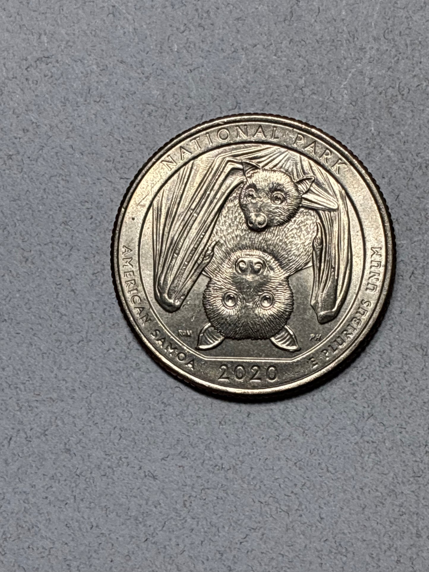 2020 P QUARTER - AMERICAN SAMOA NATIONAL PARK BAT REVERSE - CIRCULATED (TK001)