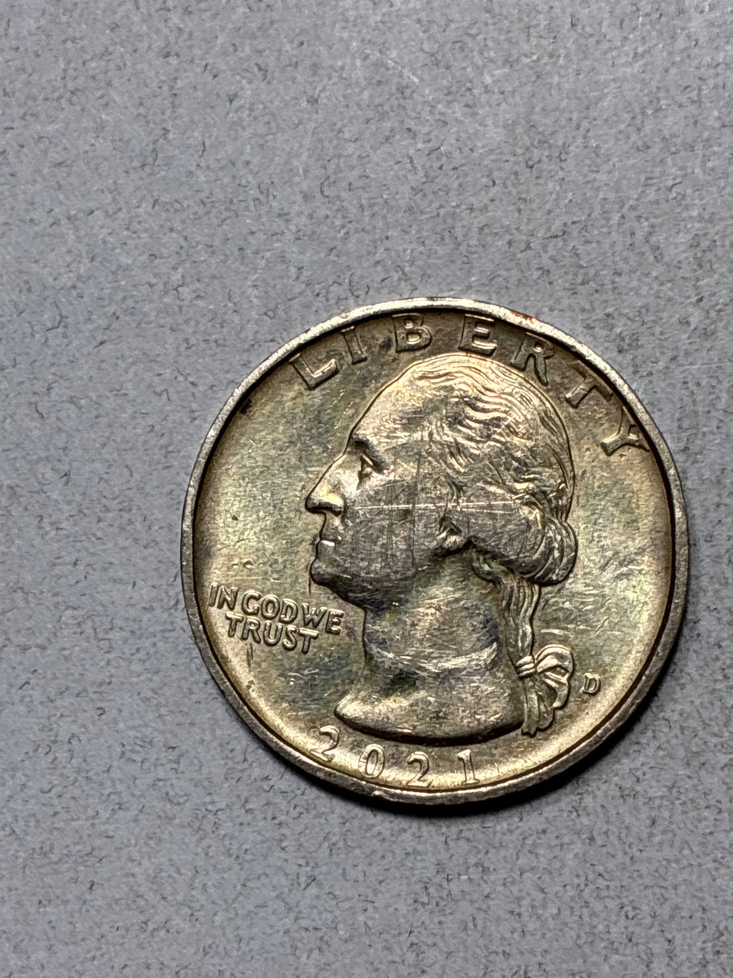 2021 D QUARTER - CROSSING THE DELAWARE - BOLD/DEEP MISSHAPEN RIM - CIRCULATED