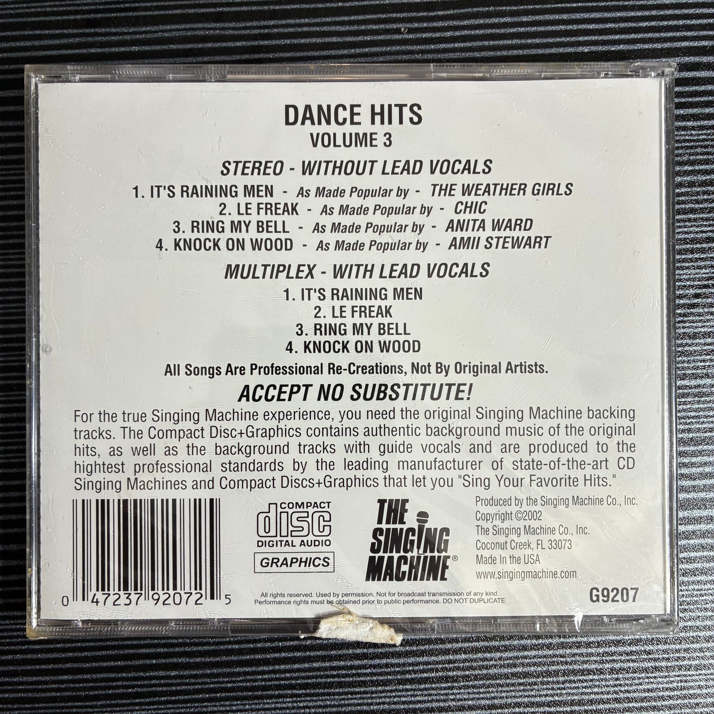 THE SINGING MACHINE CD + GRAPHICS DANCE HITS VOL 3 DISCO FEVER KAROKE HITS NEW