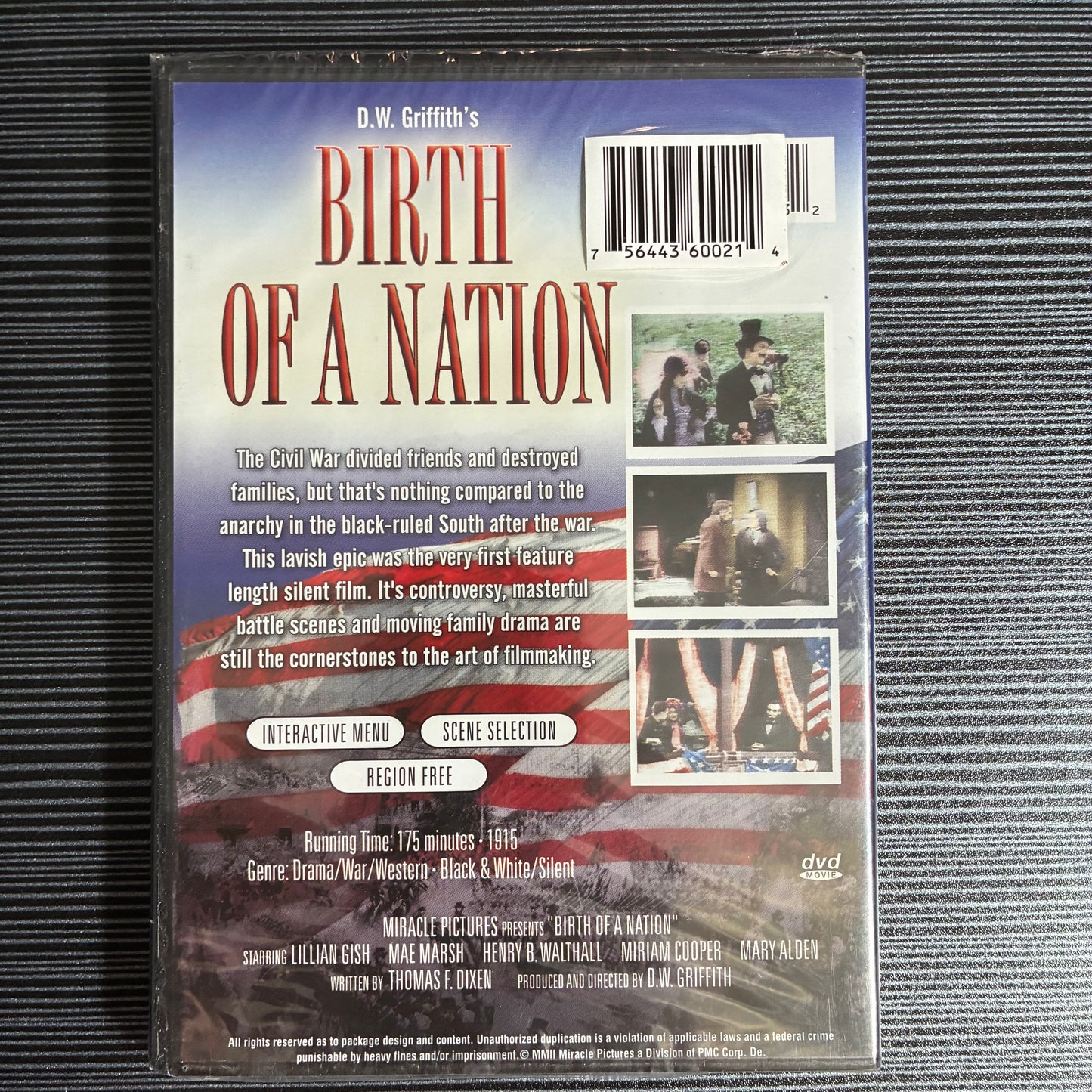 D.W. GRIFFITH'S BIRTH OF A NATION DVD - SEALED (1915 FILM, SILENT)