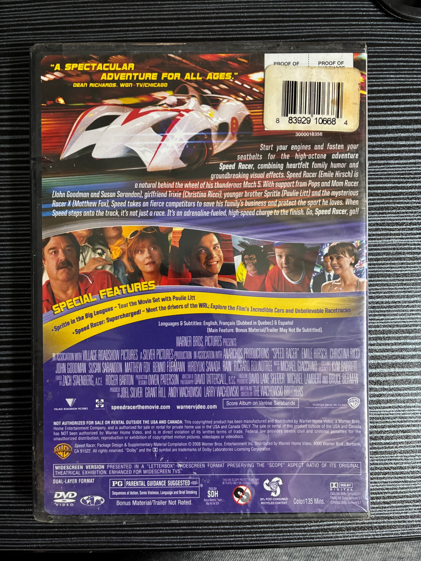 SPEED RACER WIDESCREEN EDITION DVD - SEALED (2008)