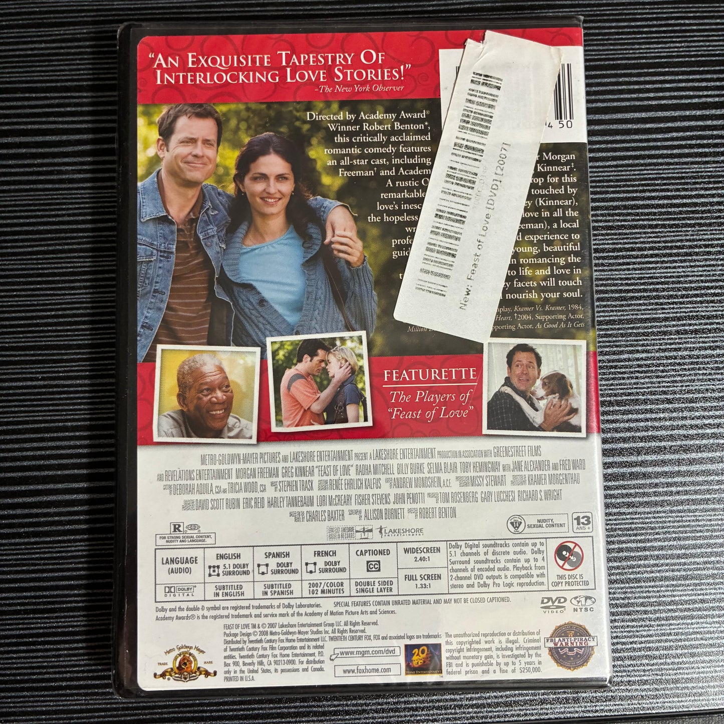 FEAST OF LOVE DVD MORGAN FREEMAN - SEALED (2007)