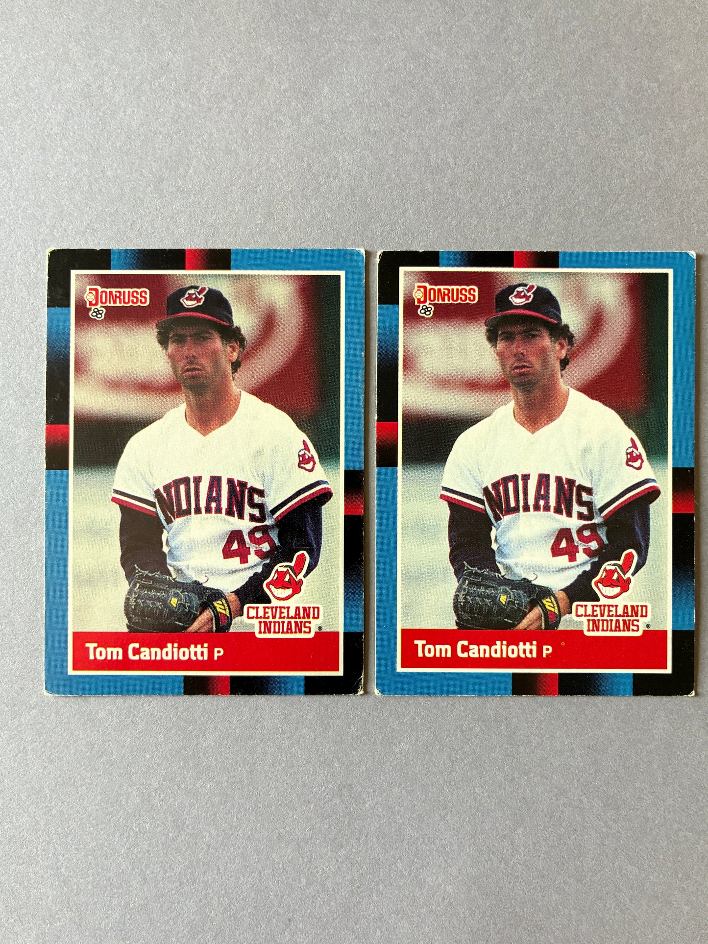 (LOT OF 2) 1988 DONRUSS - TOM CANDIOTTI #377 CLEVELAND INDIANS